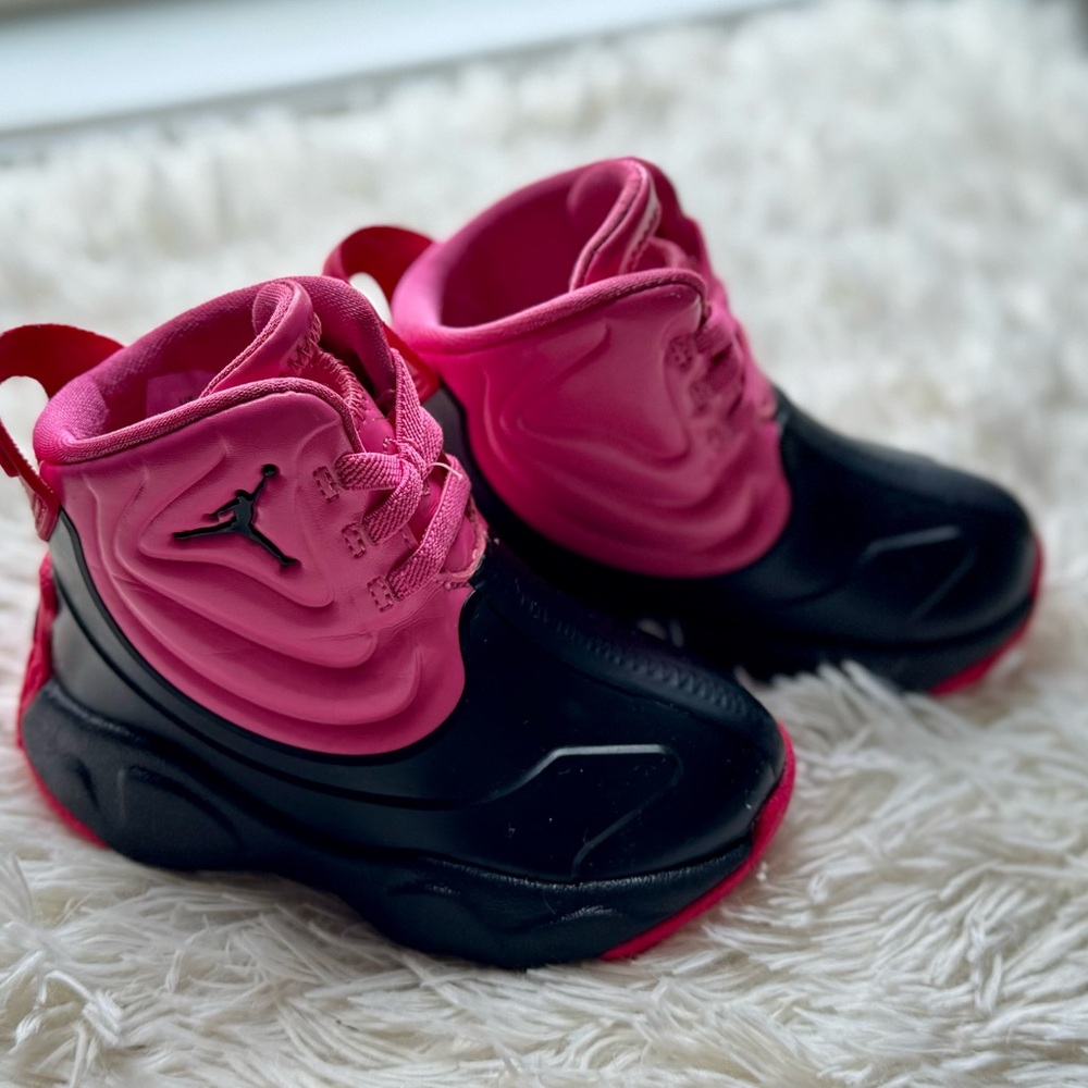 Toddler Black and Pink Jordan Rain Boots 6C
